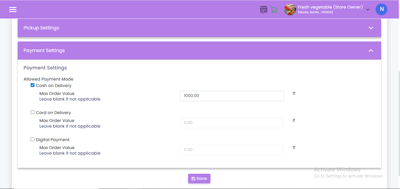 Store Settings